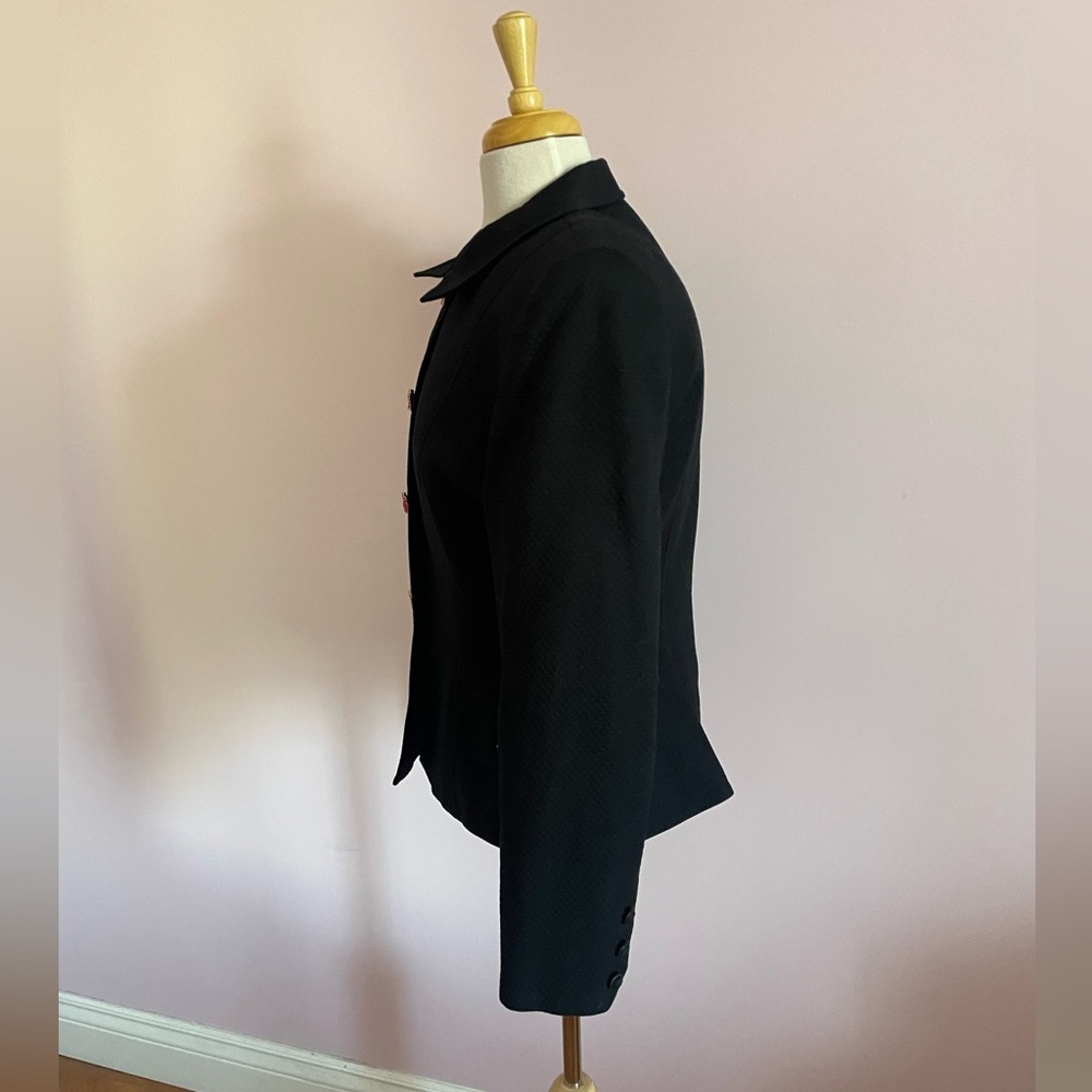 Vintage WAYNE CLARK Jewelled Lip Black and Red Tailored Blazer - Picture 4 of 10